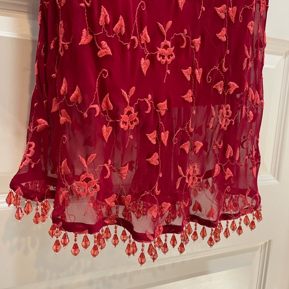 Vintage Betsey Johnson Slip Dress Embroidered with Beaded Fringe - Picture 5 of 7